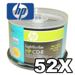 50 HP Lightscribe 52x CD R Blank Disc Media New V 1 2