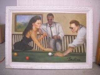 Billiards Pool Art Oil Painting Pool Table Art Framed