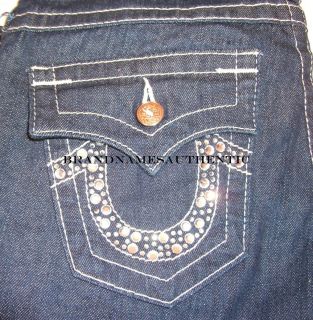 Authentic True Religion Women Billy Clear Crystal Rhinestone Jeans 