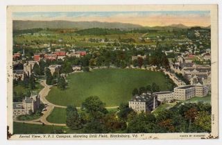 1939 BLACKSBURG VA TECH VPI Campus DRILL FIELD Hokies postcard