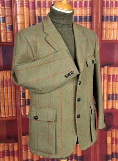 Outstanding Bladen Saxony Check Tweed Norfolk Jacket 44 S