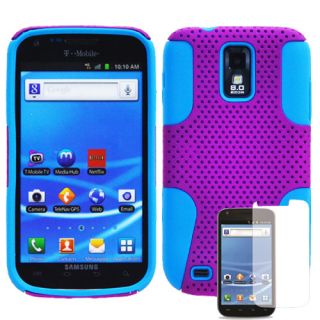 Samsung Galaxy S2 T989 T Mobile Purple Blue Hybrid Case Cover Screen 
