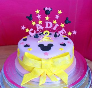 Name Age Mickey Minnie Mouse Style Birthday Cake Topper