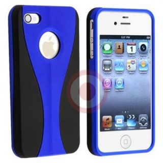 Black and Blue Back Cover Case for iPhone 4 4S Verizon AT&T etc