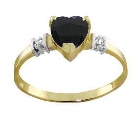 14k YG WG September Birthstone Sapphire Heart Diamond Ring 1 03ctw 