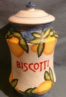 NONNIS BISCOTTI JAR FRUIT PITCHER COVERED COOKIE CANISTER MADE IN 