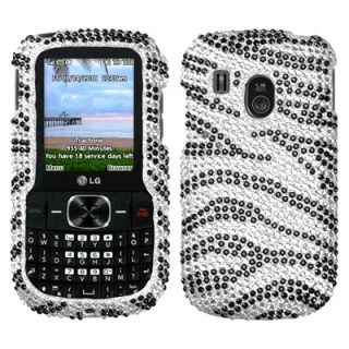 BLING Diamante Hard Phone Protect Cover Case for LG 500g 500G Zebra