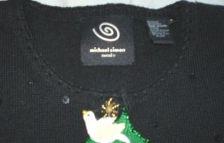   Event Christmas Tree Holiday Cardigan Sweater Black M Medium