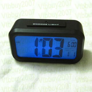   Backlight Snooze Alarm Date Desk Clock LCD Screen Display Black
