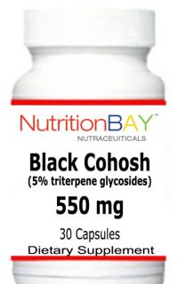 Black Cohosh Natural Hot Flash Menopause Relief 550 MG 30 Capsules 