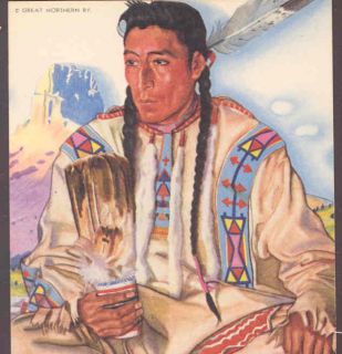 Middle Rider Blackfoot Indian Winold Reiss Postcard