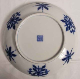 Unusual Imari Blue Plate Patterns and Circles Japanese Mid 1900s 
