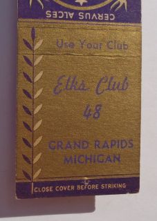   Matchbook BPOE Elks Club 48 Grand Rapids MI Kent Co Michigan