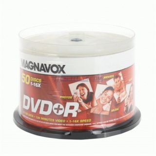 100 Magnavox DVD R 16x Silver Branded Blank Media Discs