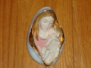BLESSED VIRGIN MARY BABY JESUS CERAMIC WALL PLAQUE MADE IN ITALY