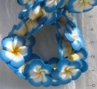 Fleurs Fimo 20mm Fleur Exotique Hibiscus Bleu F108