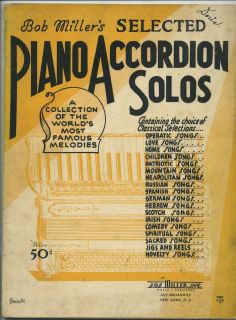 ACCORDION 1935 s music SELECTED ACCORDION SOLOS by Bob Miller