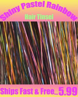 Hair Tinsel Hair Bling Add to Feather Hair Extensions Shiny Pastel 