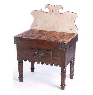 Vintage Reclaimed Wood Marble Butchers Block Table