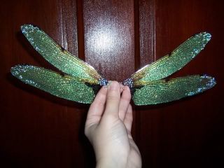 Jafd OOAK Fairy Reborn Wings Dragonfly 11 Green BJD Large Fantasy Art 