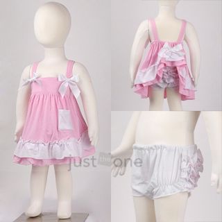 Cute Baby Girls Ruffle Tops Pants Set Bloomers Outfit Dress Nappy 