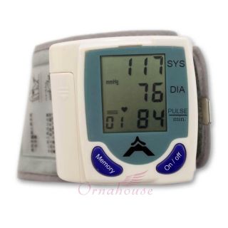 Wrist Blood Pressure Monitor Display LCD Screen 60 Memory Storage 
