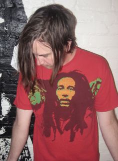 BOB MARLEY Red Shirt Concert Band T Shirt sz L by Avela Rock Reggae 