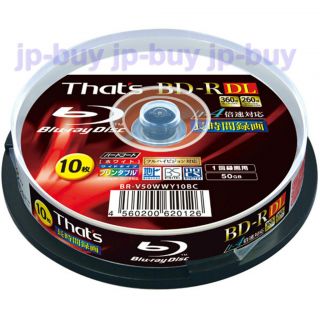 10 Taiyo Yuden Blu Ray DVD 50GB BD R DL Printable Bluray 4X Speed Slow 