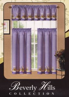   two 28 wide by 36 long cafe tier curtains and one 56 x 14 long valance