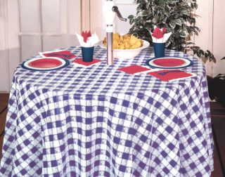 Lot 12 Blue Gingham 82 Round Disposable Tablecloths