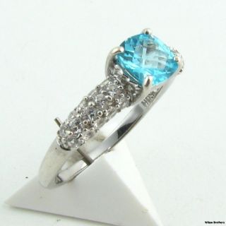 Elegant Blue topaz Ring   Sterling Silver Size 7.25 Cubic Zirconia 