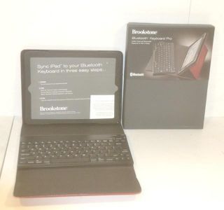 Brookstone Bluetooth Keyboard Pro with Leather Case for iPad 2 Tablets 