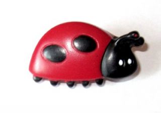 Ladybug Girls Red Black 3D La Mode Buttons 1 2 Card