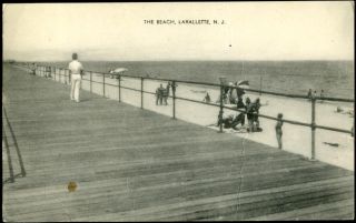 Beach Boardwalk Lavallette NJ Great Old Postcard 1948