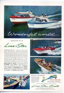 1957 Vintage Ad Lone Star Boats and Trailers 6 Boats Shown
