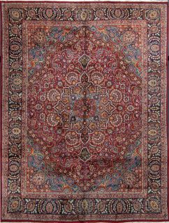 10 x 13 Red Floral Border Handmade Hand Knotted Persian Area Rug GZ423 