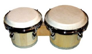 Bongo Drum Set Natural Wood Finish New L K