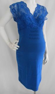 New Royal Blue Lace Bodycon Maternity Fitted VNeck Dress Cocktail 
