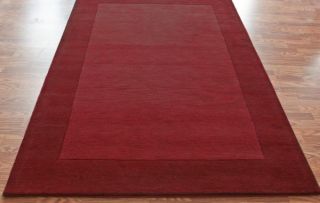 Modern Area Rugs Large 8x10 Solid Border Plain Red