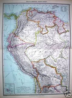 South America Northwest C 1895 Original Antique Map