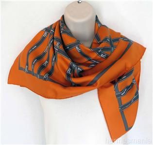 New in Special Box Hermes Silk Scarf Iconic Bolducs in Burnt Orange 