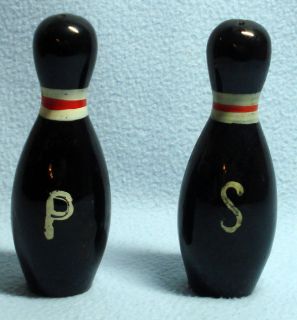 Vintage Salt Pepper Bowling Pins Made Out of Red Ceramic