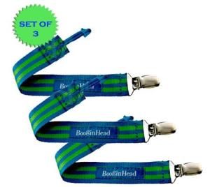 Booginhead Pacigrip Pacifier Holder Blue Green Stripe 3