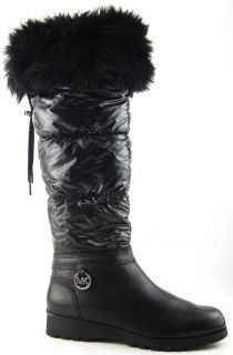   MICHAEL KORS BRANDY SNOW Black Fur Cuff Womens Designer Snow Boots 9