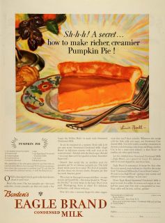 1927 Ad Borden Co Eagle Brand Condensed Milk Can Pumpkin Pie Recipe 