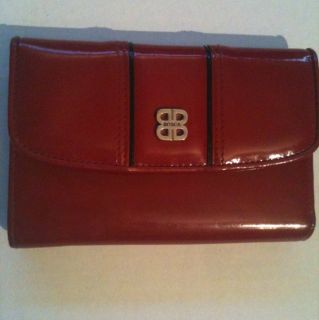 Bosca Wallet Red Leather Black Trim Womens Nice Used Condition