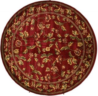 Foot Round Area Rug Rugs New Large Huge Border Claret Red Flowers 