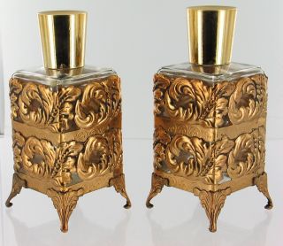   Stylecraft Ornate Filigree Gilt Gold Perfume Bottle Matching PR