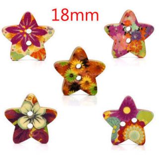    Mixed Star Shape Wood Sewing Buttons Scrapbook 18x17mm Knopf Bouton