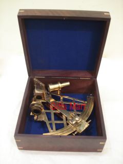 Large Brass Sextant 10 w Wooden Case Nautical Maritime Astrolabe SHIP 